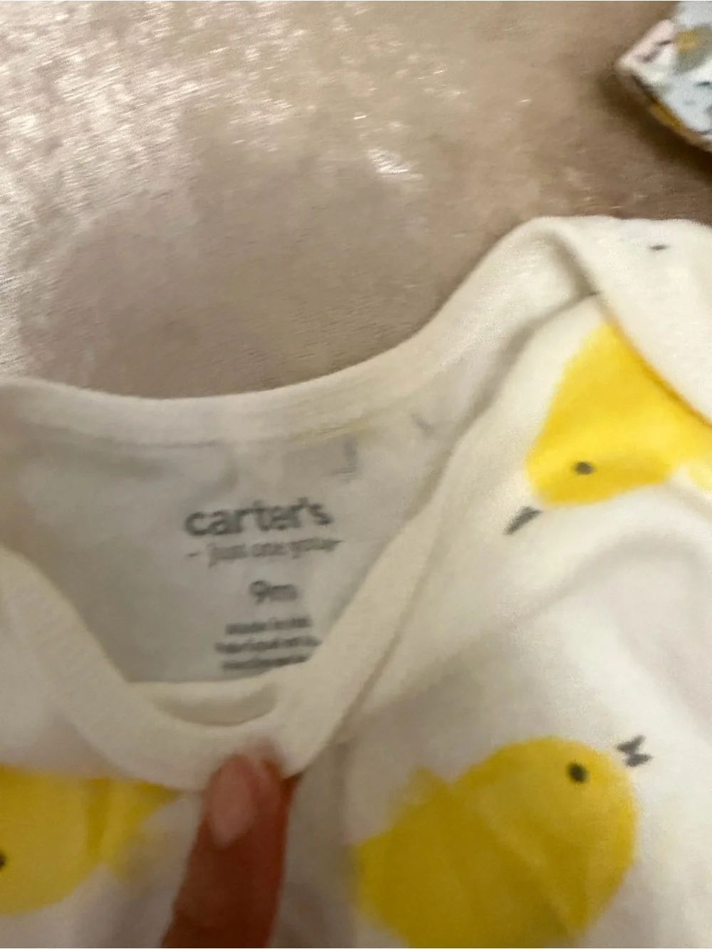 Carter's White and Yellow Chick Print Baby Pajama